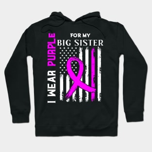 I Wear Purple For My Big Sister Lupus Awareness USA Flag Hoodie